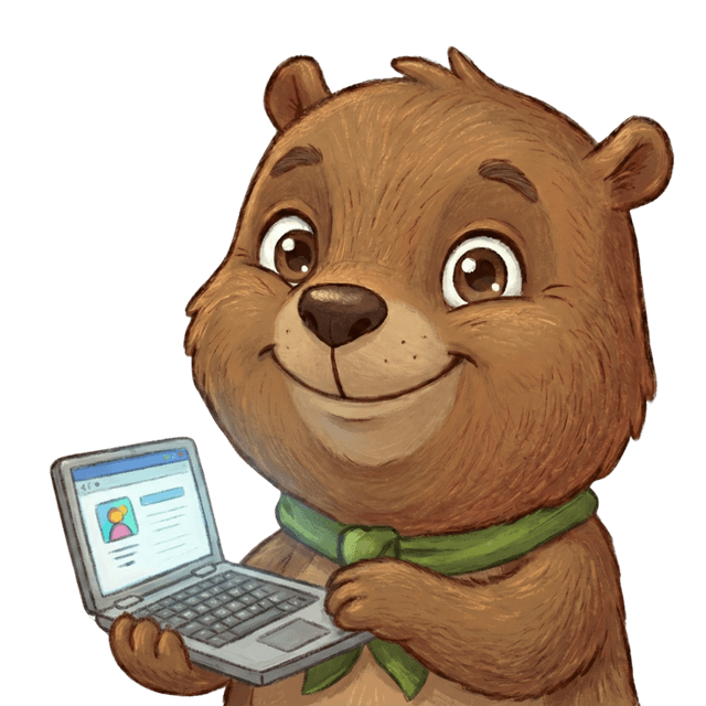 Nibbs working on a laptop